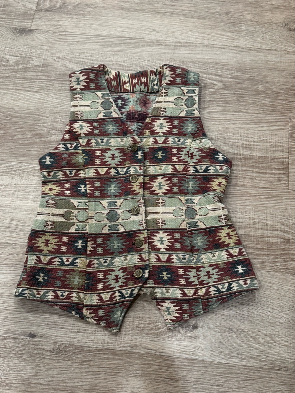 Southwestern Aztec Tapestry Woven Cropped Jacket Vest Boho
